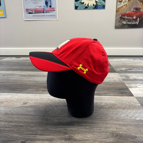 Under Armour Maryland Terrapins OSFA Red Black Mens One Size Strapback Cap Hat - Picture 2 of 9
